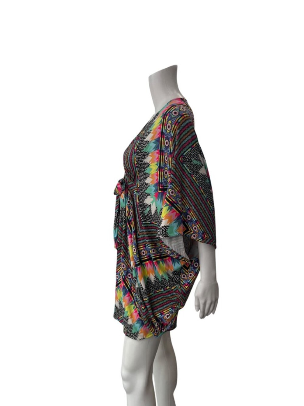 $276 Mara Hoffman Swim Multi Geometric Cover-Up Mini poncho Dress one size - Picture 5 of 7